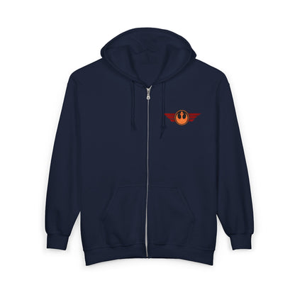 Rebel Wings Zip Hoodie — Vintage Pilot Emblem Full‑Zip Hoodie