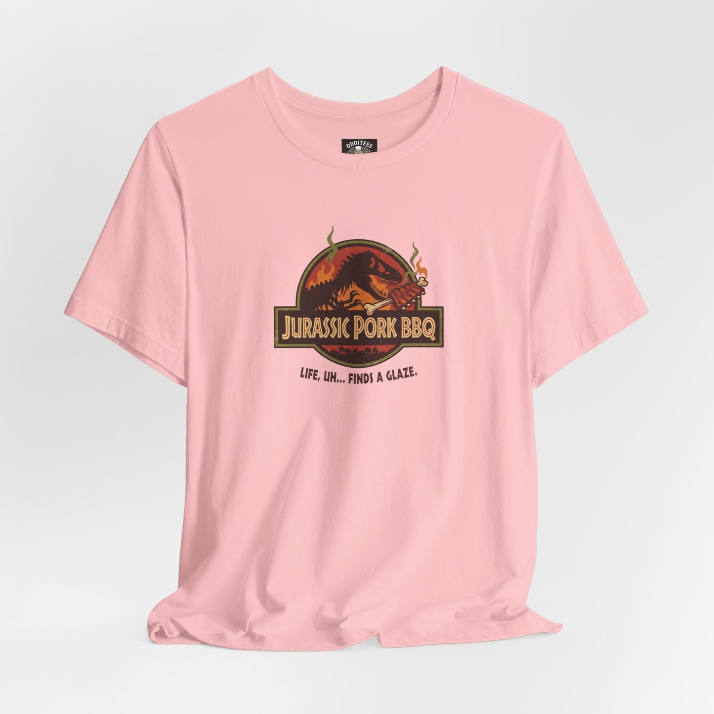 Jurassic Pork BBQ T-Shirt — Funny Dino Grilling Tee ("Jurassic Pork BBQ")