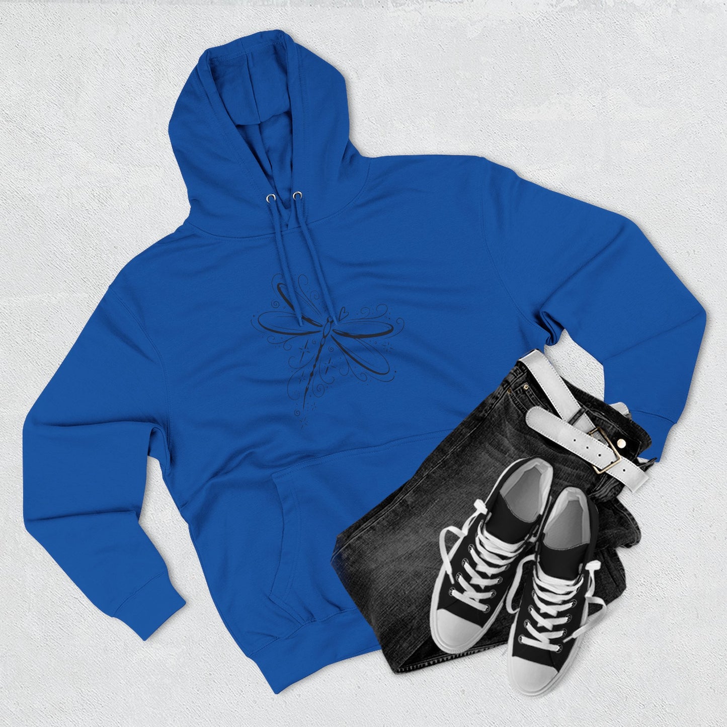 Dragonfly Minimalist Hoodie — Subtle Line Art Fleece Pullover