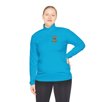 Quarter-Zip Pullover — "One-Eyed Willy's Grotto" Pirate Skull Fishing Pullover