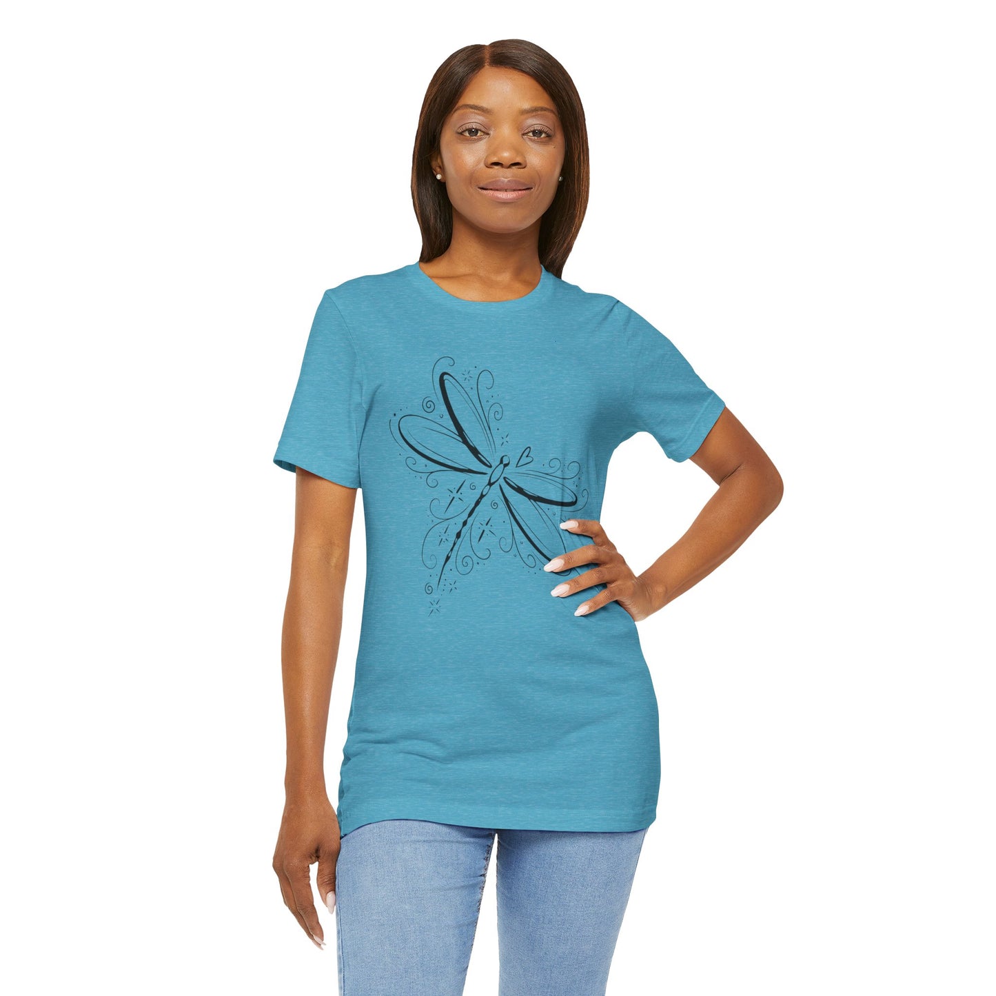 Dragonfly Line Art T-Shirt — Elegant Minimal Nature Tee