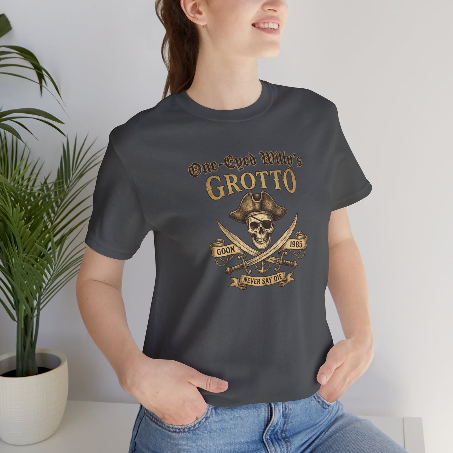 One-Eyed Willy's Grotto Pirate Skull T-Shirt — 80's Treasure Map Tee
