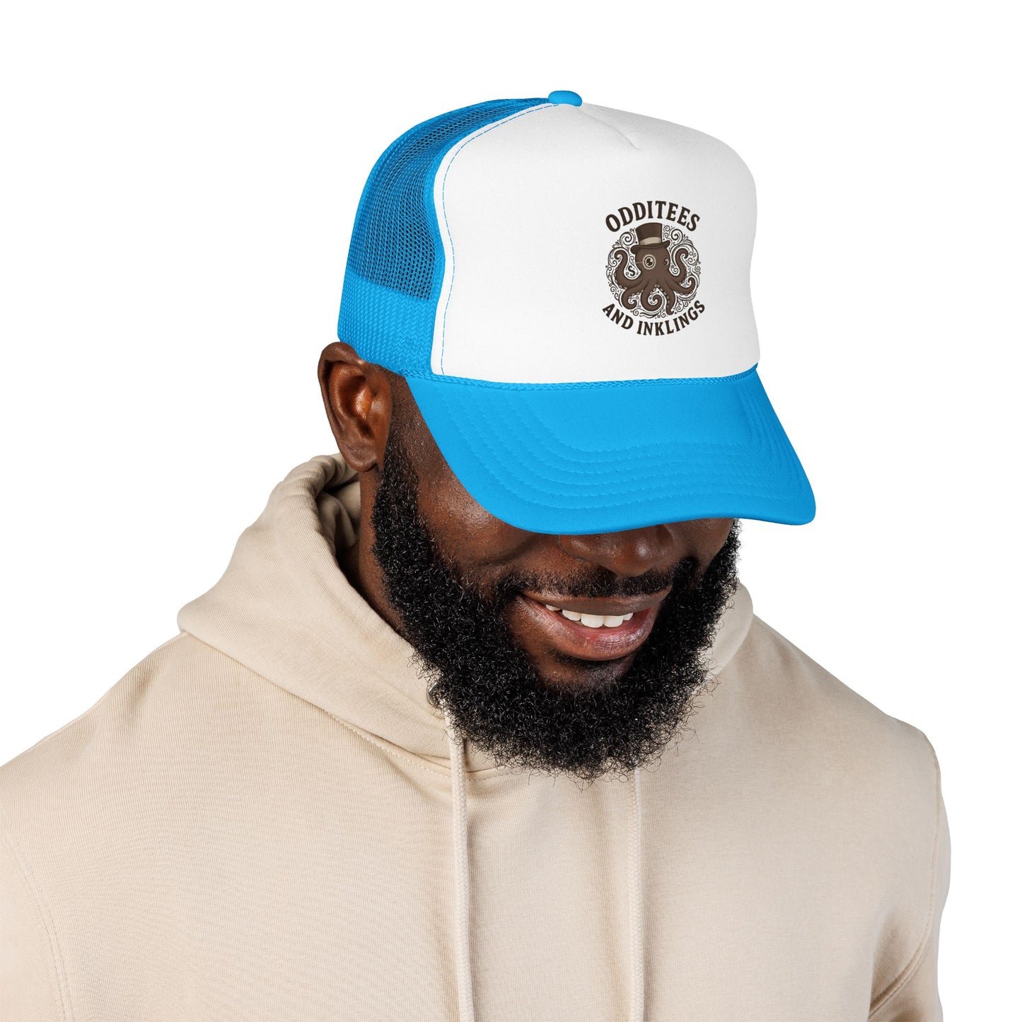 Octopus Logo Trucker Hat — "Odditees and Inklings" Foam Mesh Cap