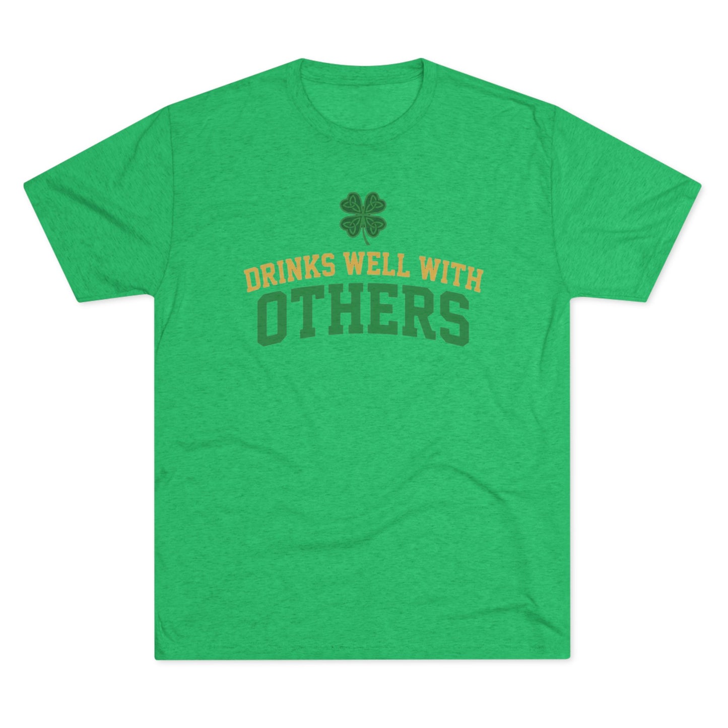 St. Patrick's Day 'Drinks Well With Others' Crew Tee — Shamrock Pub Party Shirt OddInk Seasonal Designs