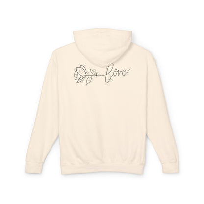 Love Floral Hoodie — Minimal Line Rose Hooded Sweatshirt