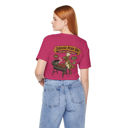 Jurassic Pork BBQ T-Shirt — Funny Dino Grilling Tee ("Jurassic Pork BBQ")