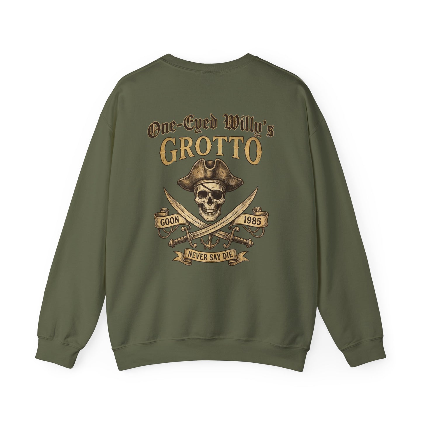 One-Eyed Willy’s Grotto Pirate Skull Crewneck Sweatshirt