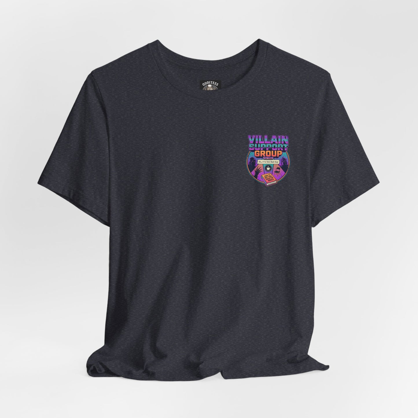 Villain Support Group Tee — Funny Supervillain Graphic T-Shirt
