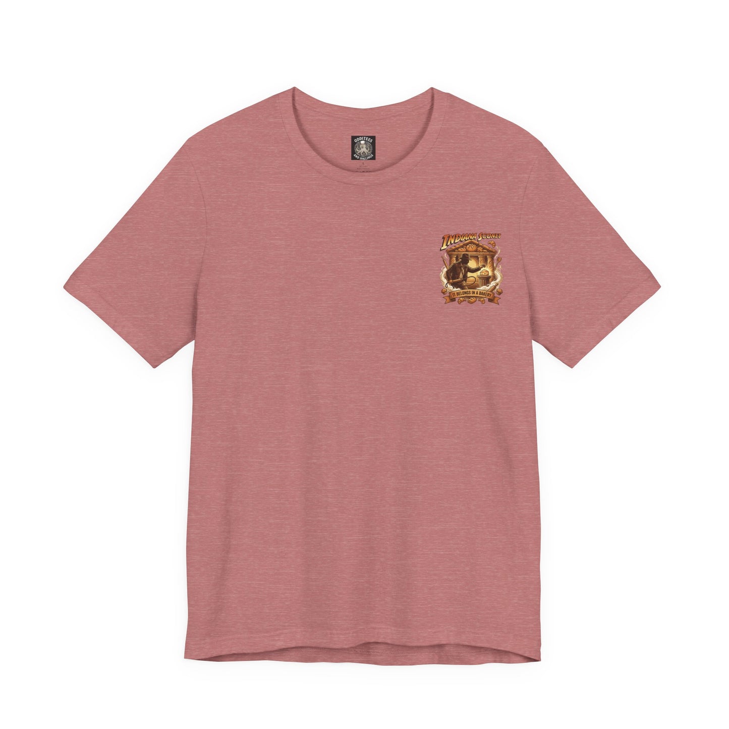 Indiana Scones Bakery Pop-Parody T‑Shirt — "It Belongs in a Bakery" Vintage 80's Adventure Bakery Tee