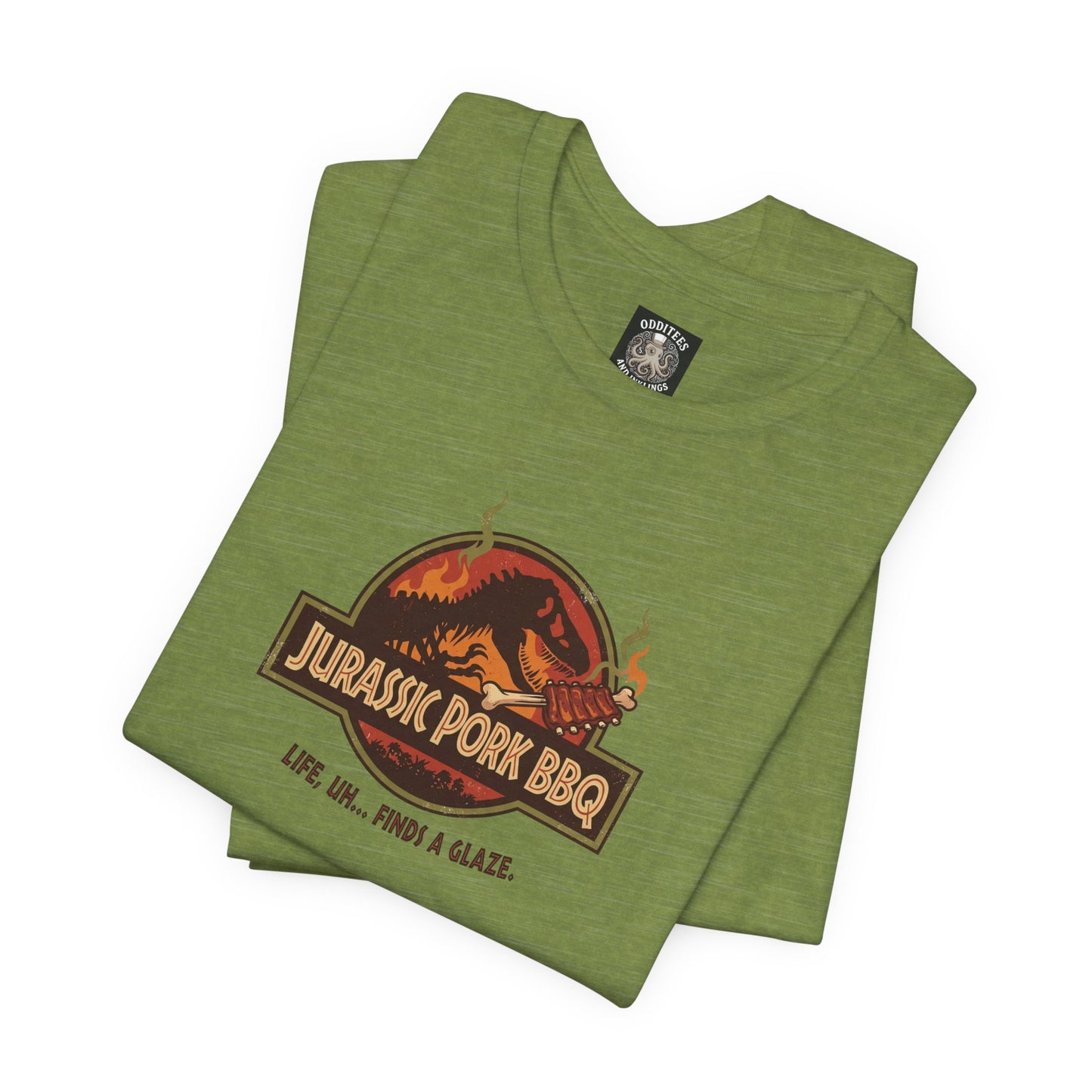 Jurassic Pork BBQ T-Shirt — Funny Dino Grilling Tee ("Jurassic Pork BBQ")