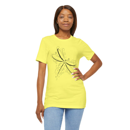 Dragonfly Line Art T-Shirt — Elegant Minimal Nature Tee
