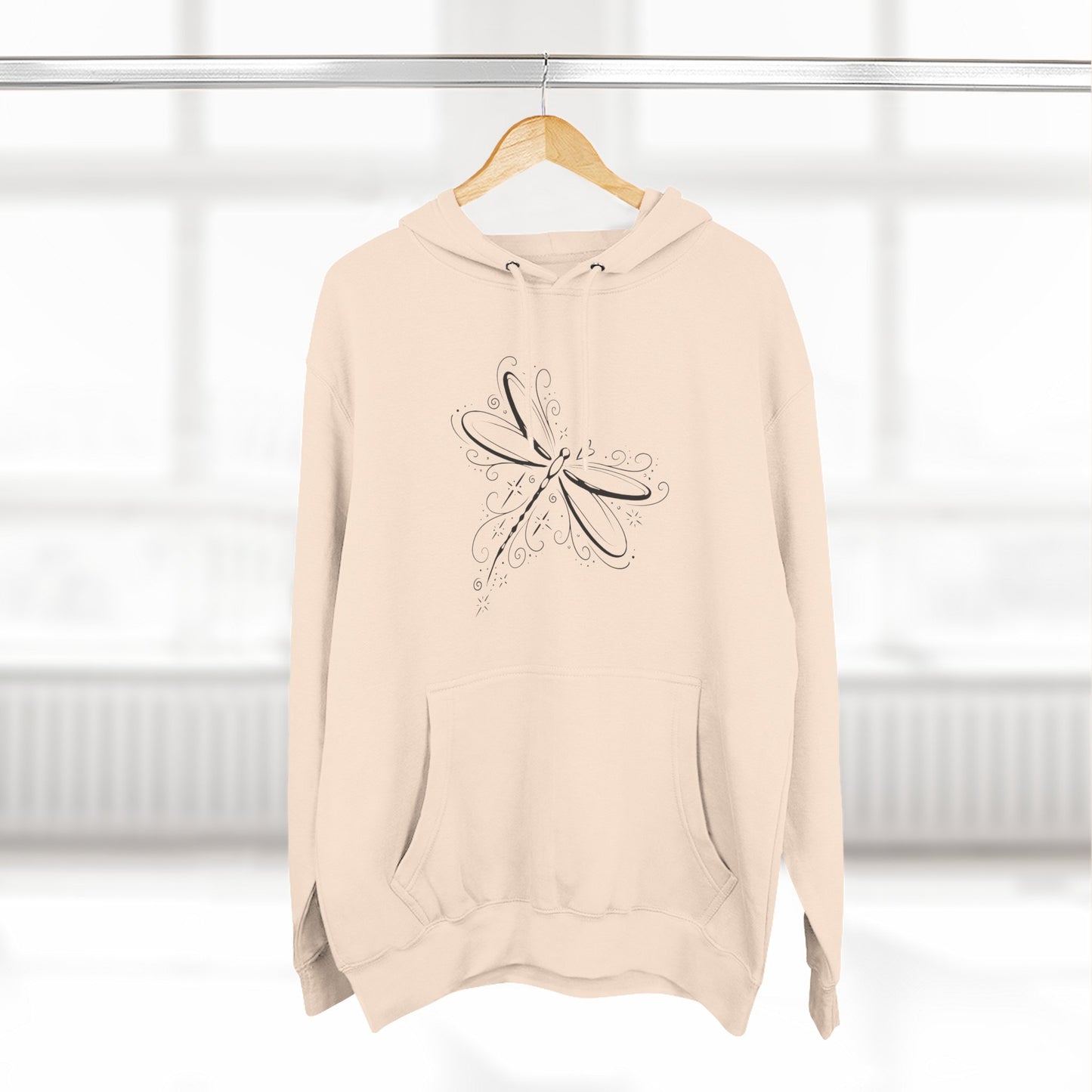 Dragonfly Minimalist Hoodie — Subtle Line Art Fleece Pullover