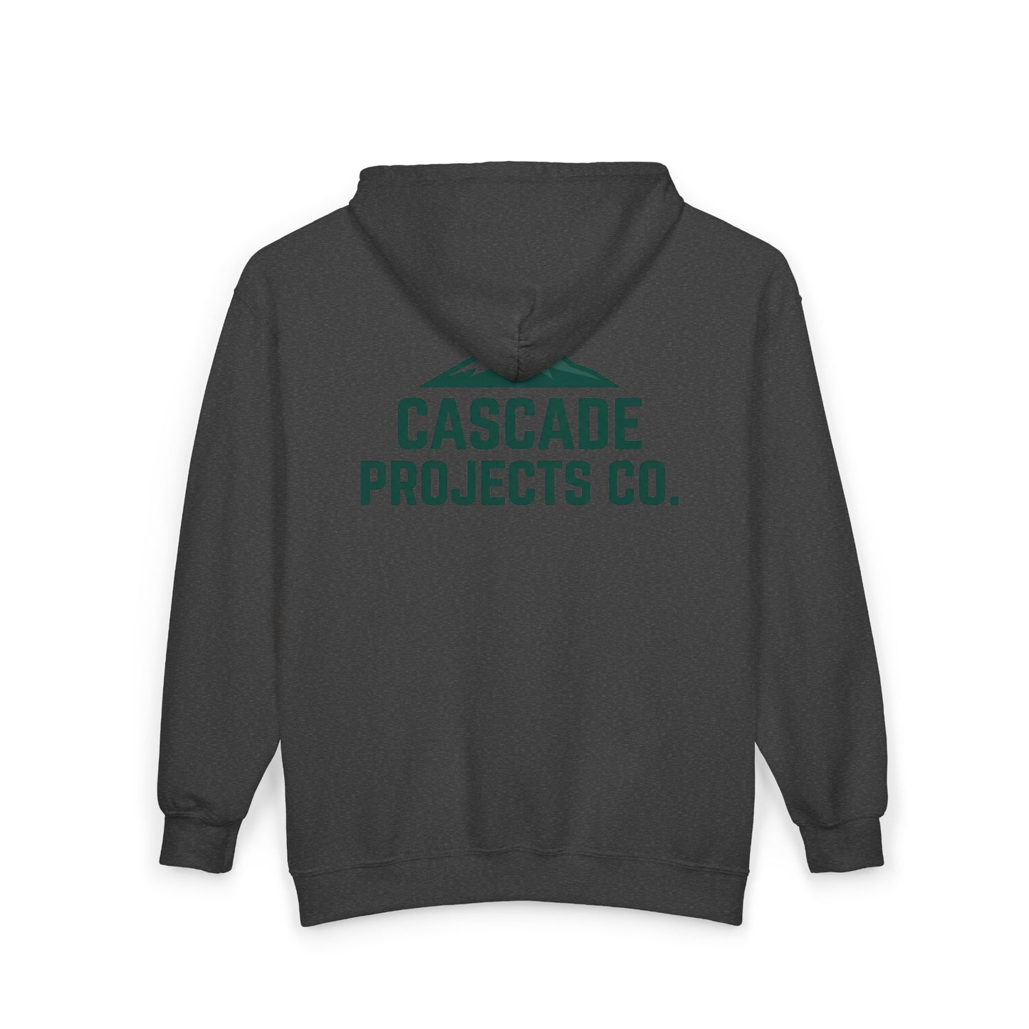 Cascade Projects Co. Zip Hoodie — Mountain Logo Full-Zip Sweatshirt