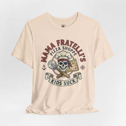 Kids Suck Pizza Tee — Mama Fratelli’s Pizza Shoppe Skull Graphic T-Shirt