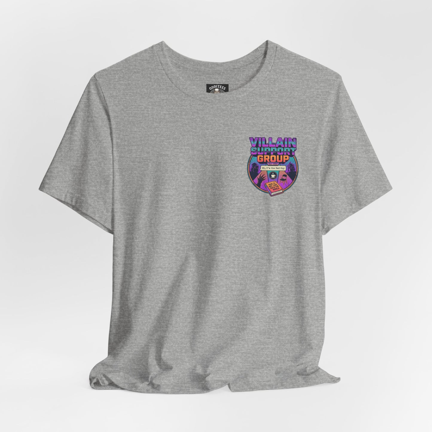 Villain Support Group T-Shirt — Funny Retro Supervillain Meetup Tee