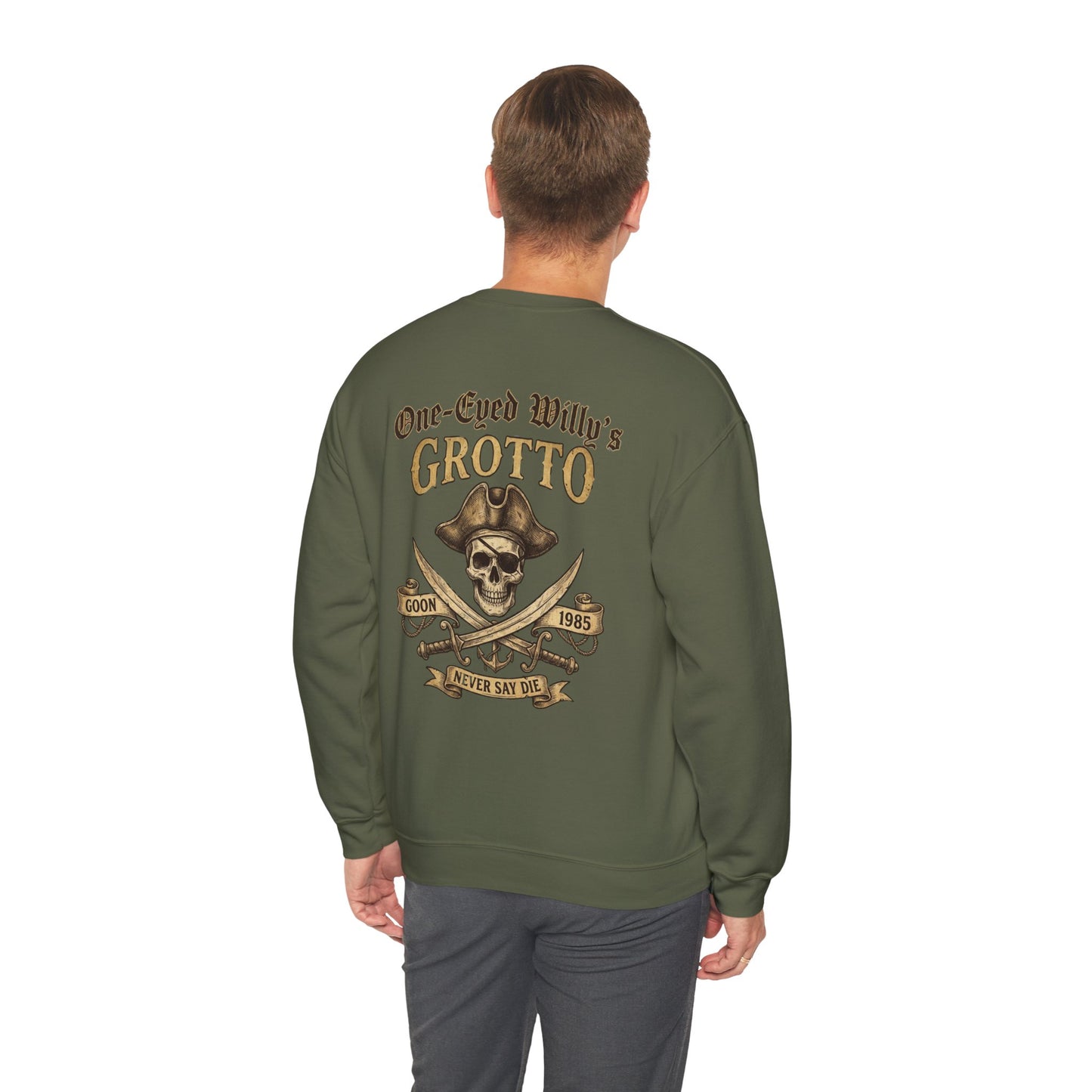 One-Eyed Willy’s Grotto Pirate Skull Crewneck Sweatshirt