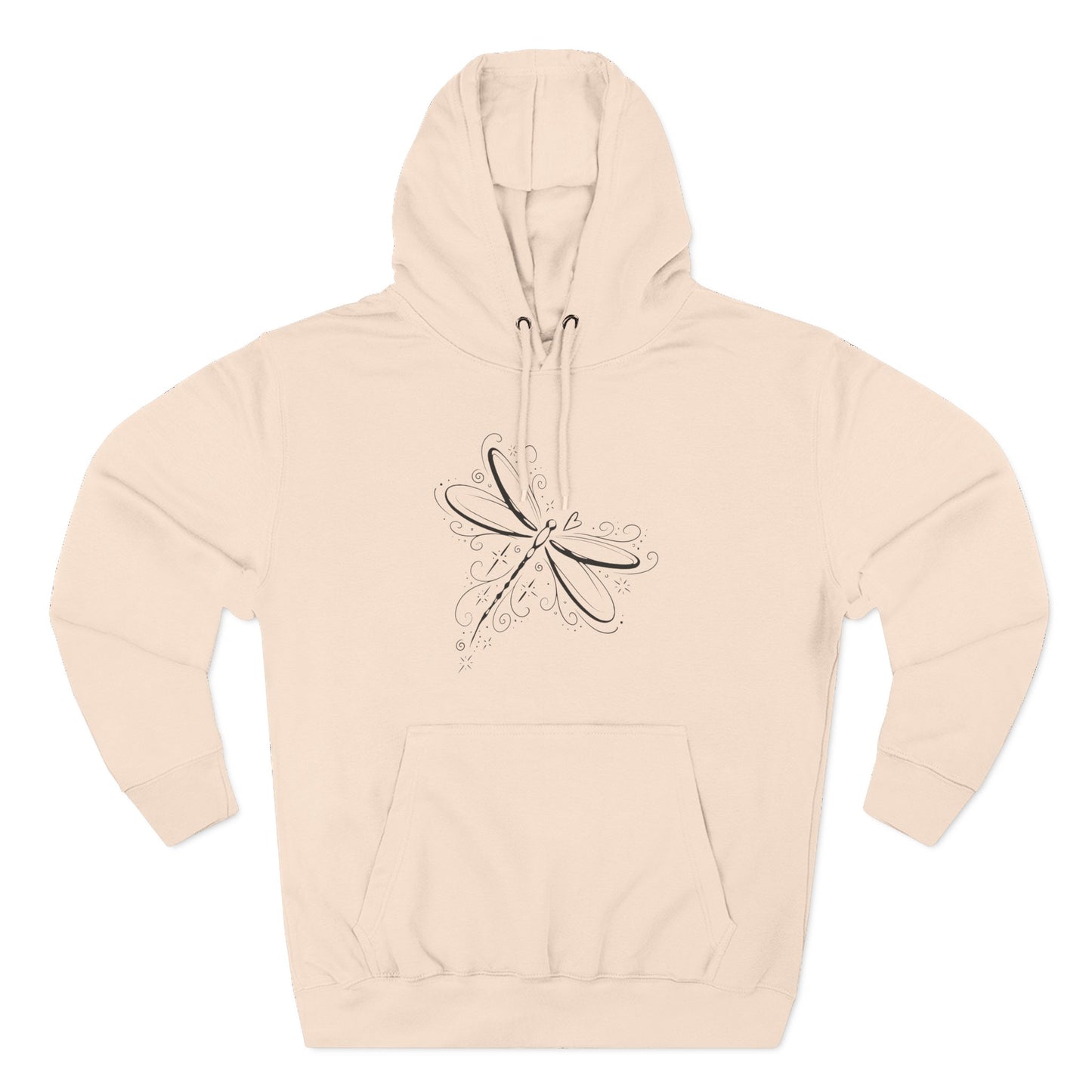 Dragonfly Minimalist Hoodie — Subtle Line Art Fleece Pullover