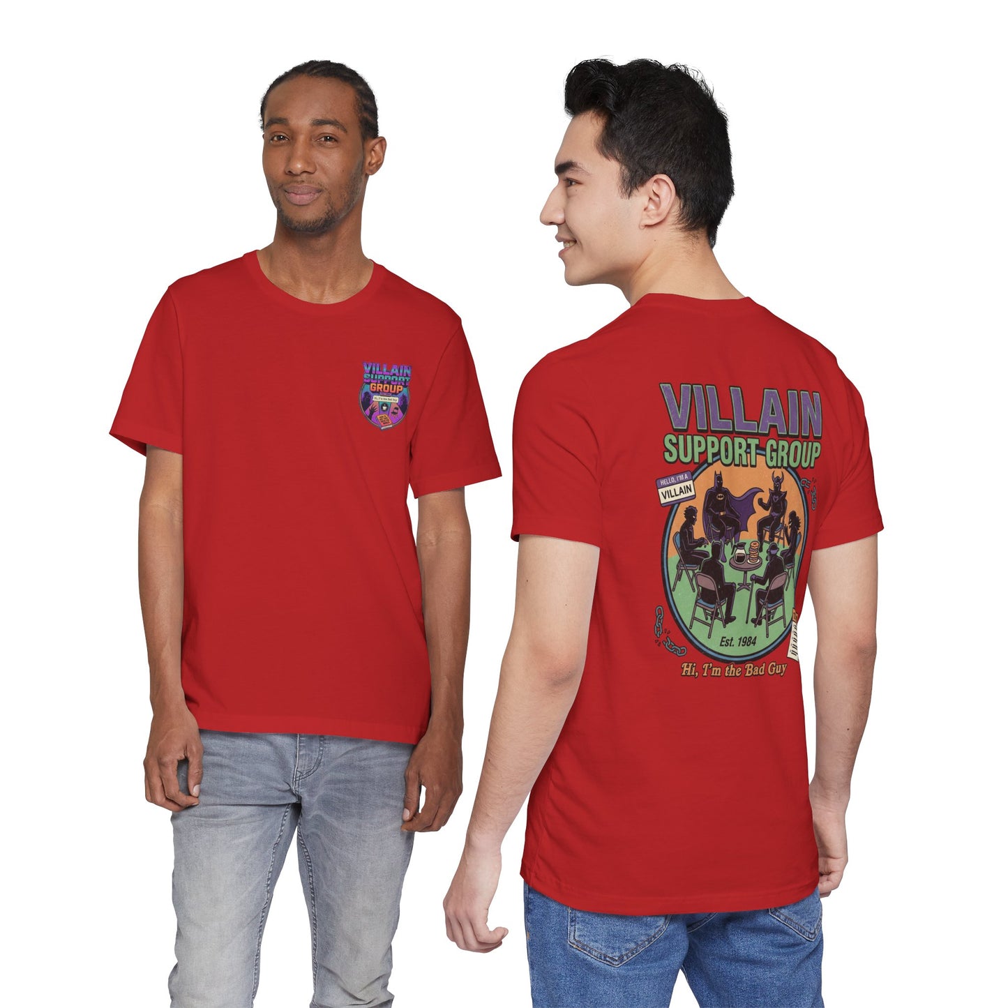 Villain Support Group Tee — Funny Supervillain Graphic T-Shirt