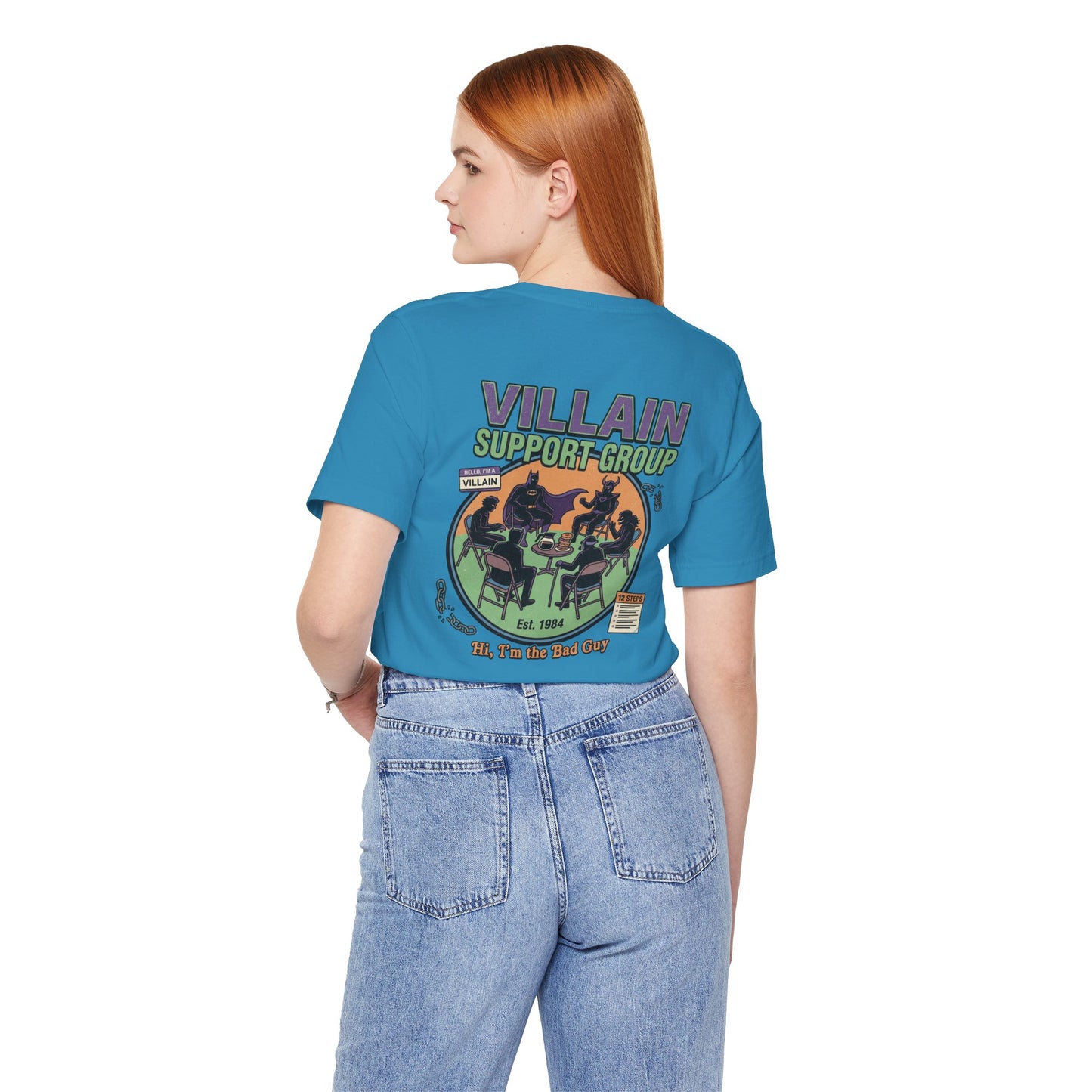 Villain Support Group Tee — Funny Supervillain Graphic T-Shirt