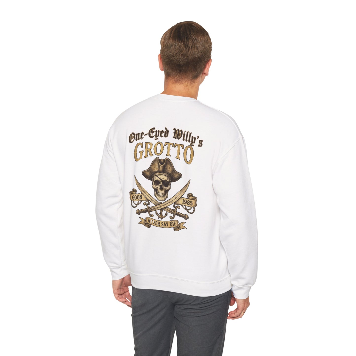 One-Eyed Willy’s Grotto Pirate Skull Crewneck Sweatshirt