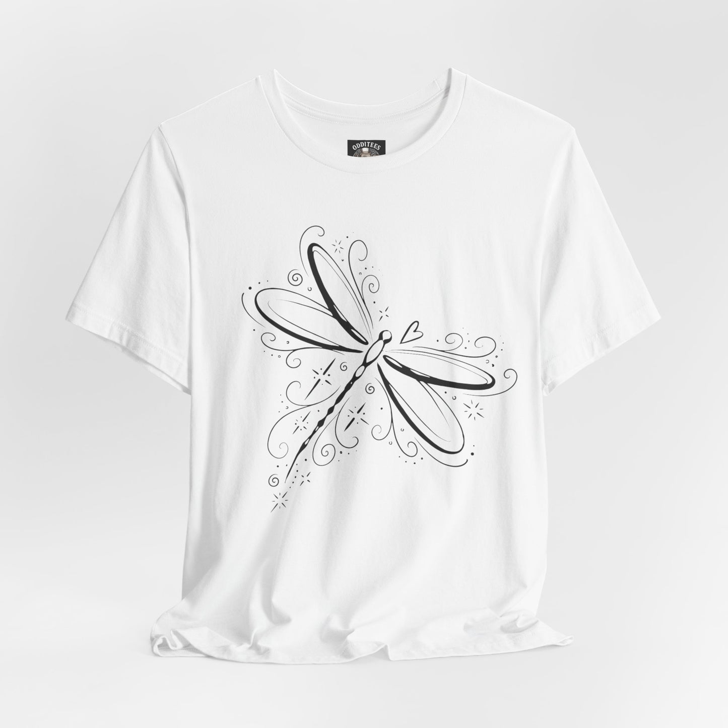 Dragonfly Line Art T-Shirt — Elegant Minimal Nature Tee