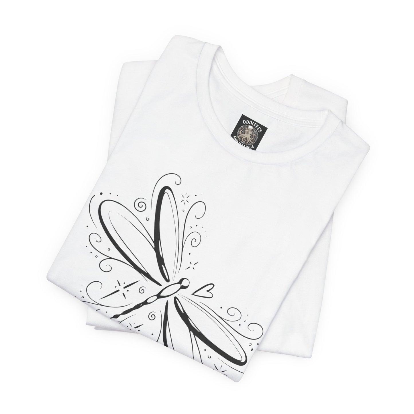 Dragonfly Line Art T-Shirt — Elegant Minimal Nature Tee