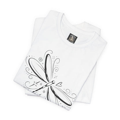 Dragonfly Line Art T-Shirt — Elegant Minimal Nature Tee