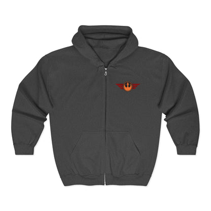 Rebel Wings Zip Hoodie — Vintage Pilot Emblem Full‑Zip Hoodie