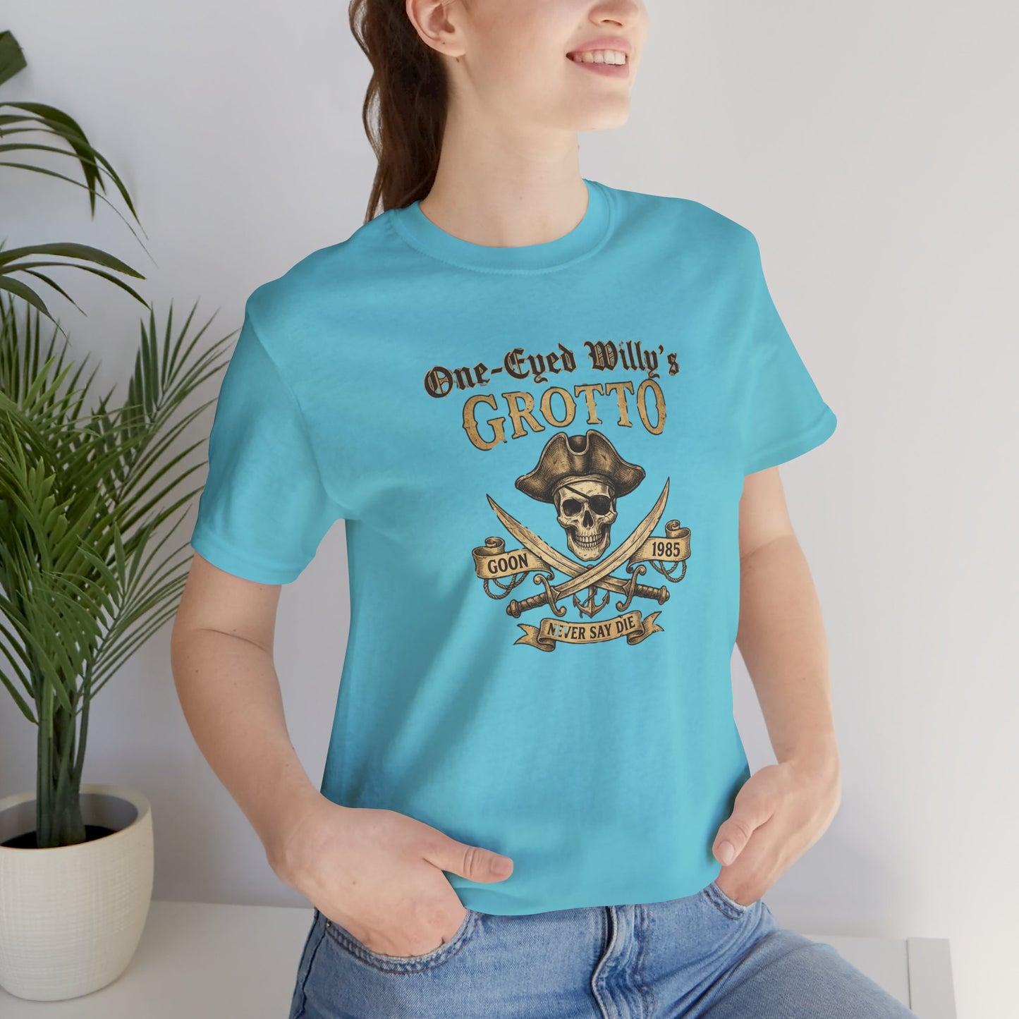 One-Eyed Willy's Grotto Pirate Skull T-Shirt — 80's Treasure Map Tee