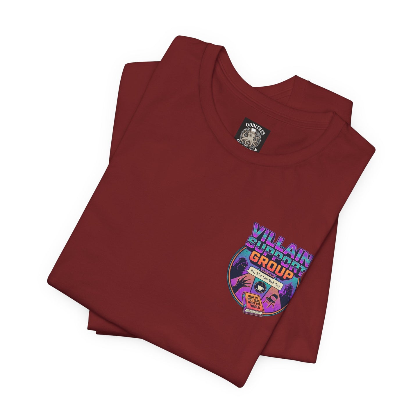 Villain Support Group T-Shirt — Funny Retro Supervillain Meetup Tee