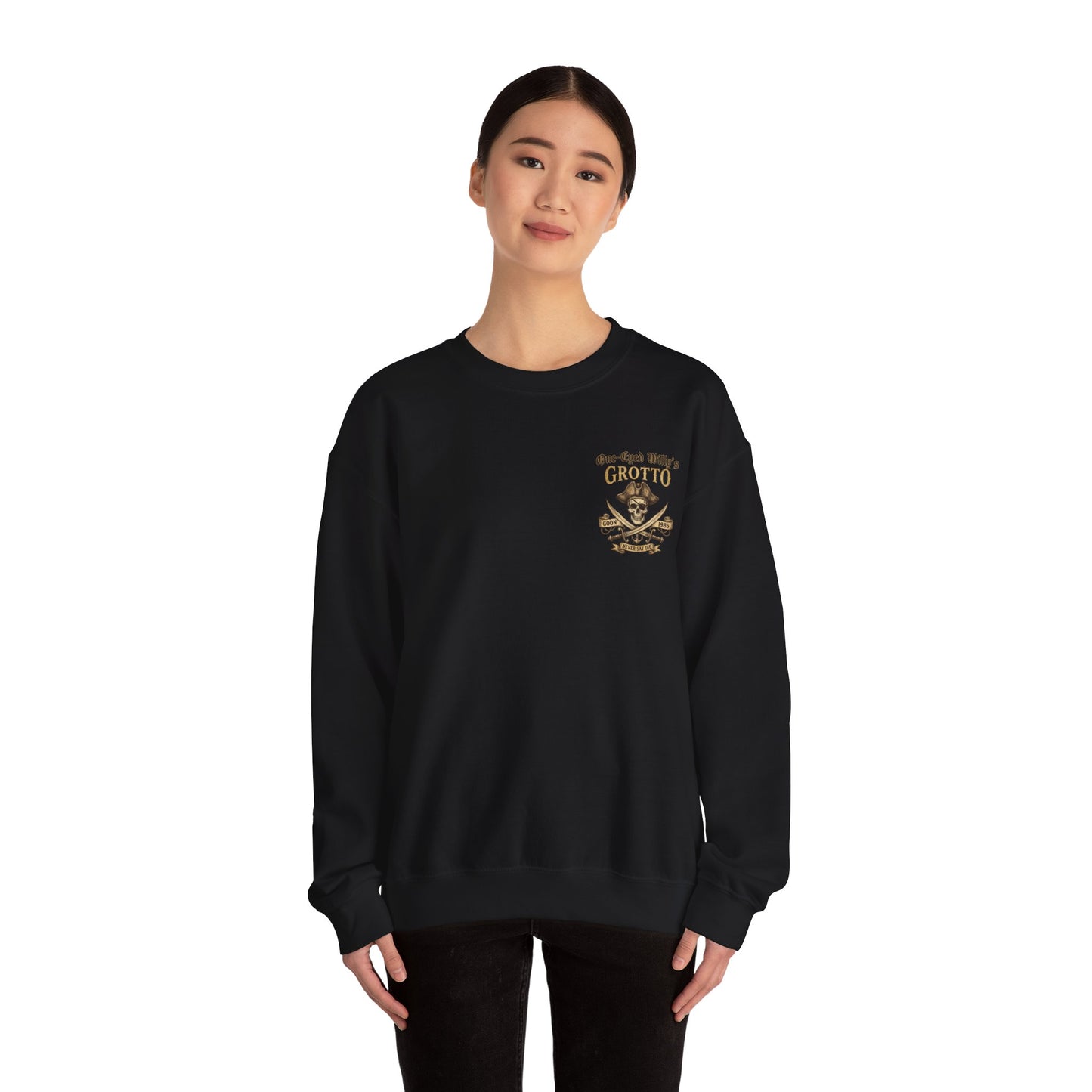 One-Eyed Willy’s Grotto Pirate Skull Crewneck Sweatshirt