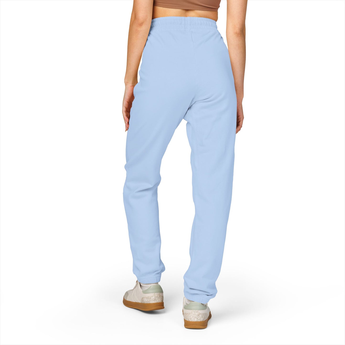 Rose Script Sweatpants — Garment-Dyed Fleece Joggers with Rose & "Love" Script