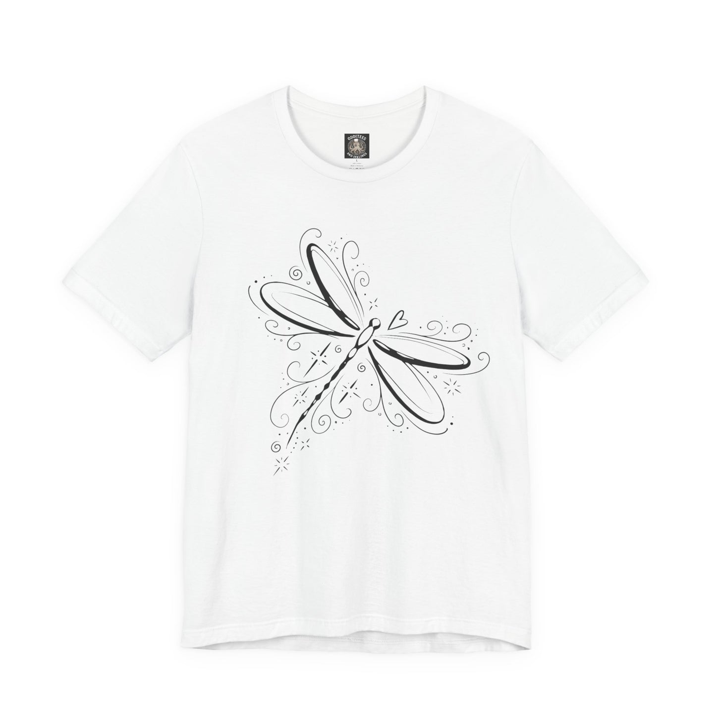 Dragonfly Line Art T-Shirt — Elegant Minimal Nature Tee