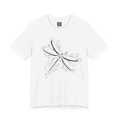 Dragonfly Line Art T-Shirt — Elegant Minimal Nature Tee