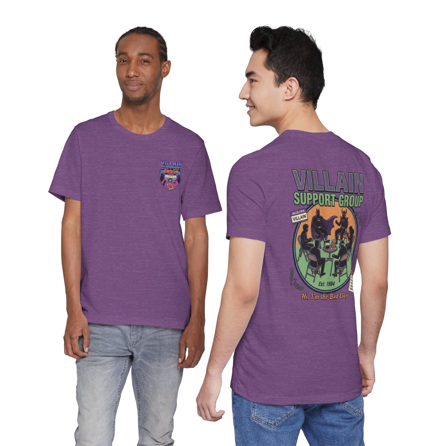Villain Support Group Tee — Funny Supervillain Graphic T-Shirt