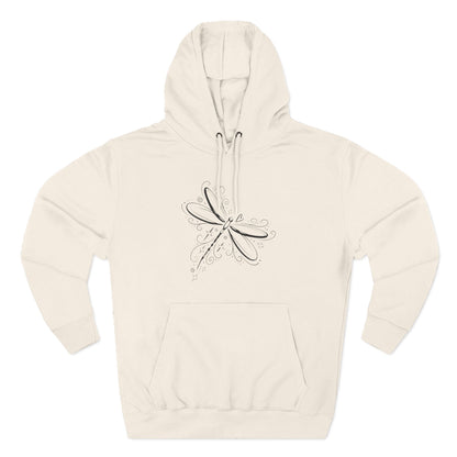 Dragonfly Minimalist Hoodie — Subtle Line Art Fleece Pullover