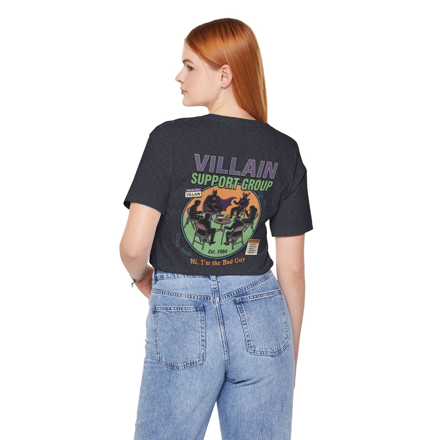 Villain Support Group Tee — Funny Supervillain Graphic T-Shirt