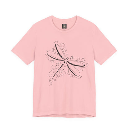 Dragonfly Line Art T-Shirt — Elegant Minimal Nature Tee