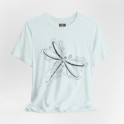 Dragonfly Line Art T-Shirt — Elegant Minimal Nature Tee
