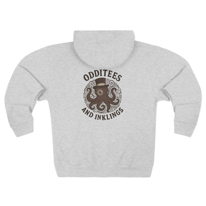 Octopus Logo Zip Hoodie — "Odditees and Inklings" Graphic Zip-Up
