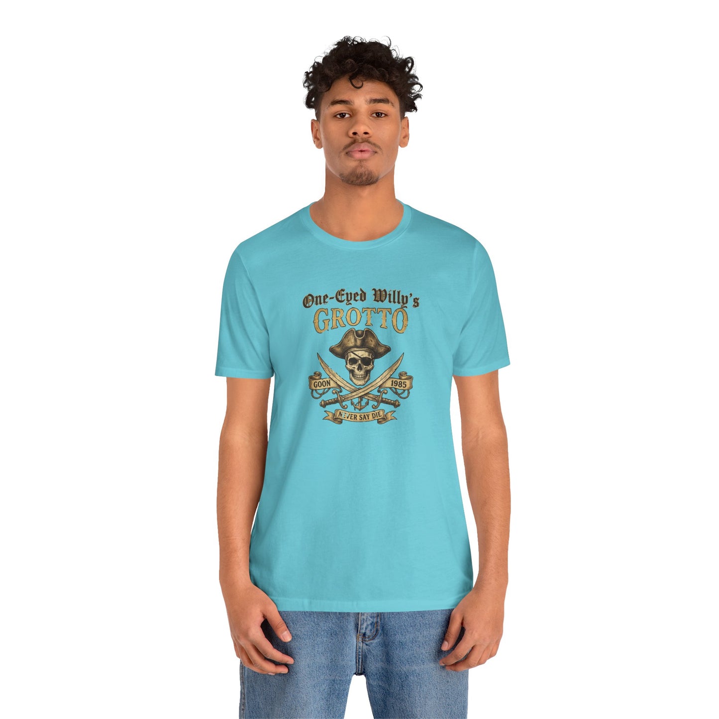 One-Eyed Willy's Grotto Pirate Skull T-Shirt — 80's Treasure Map Tee