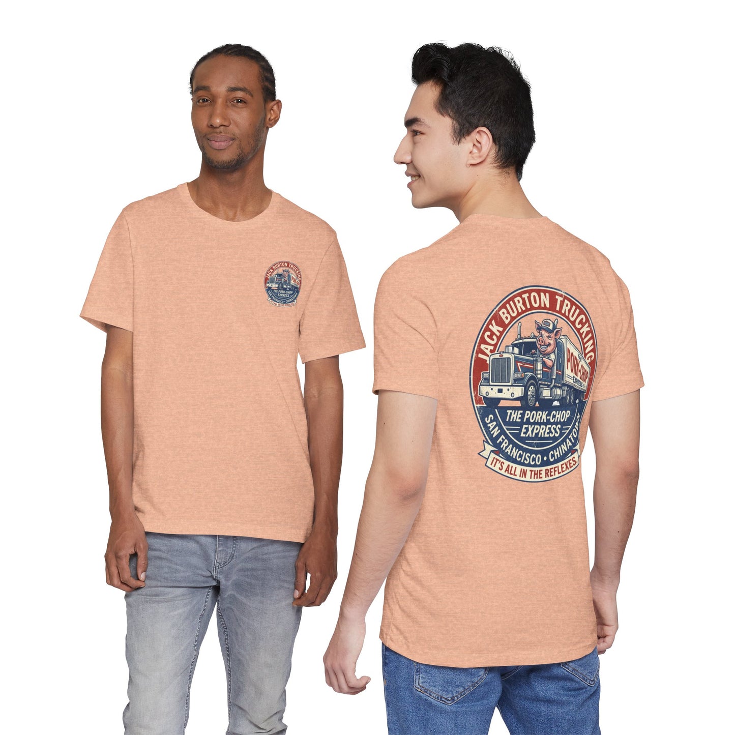 Truck Driver Graphic Tee — "Jack Burton Trucking: The Pork-Chop Express" Vintage San Francisco Design