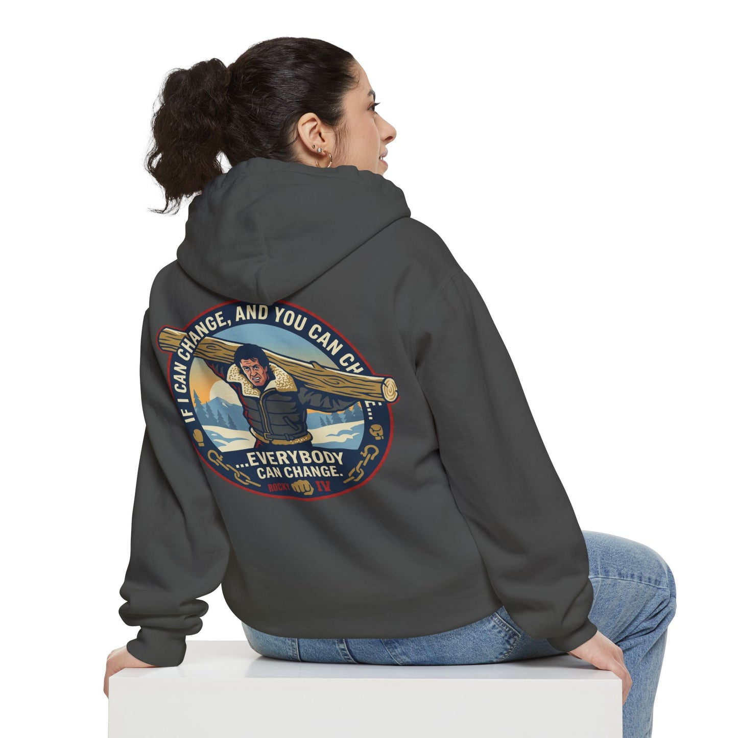 "Everybody Can Change" Underdog Montage Training Hoodie — 90's Retro Boxing Champ Inspiration Hoodie