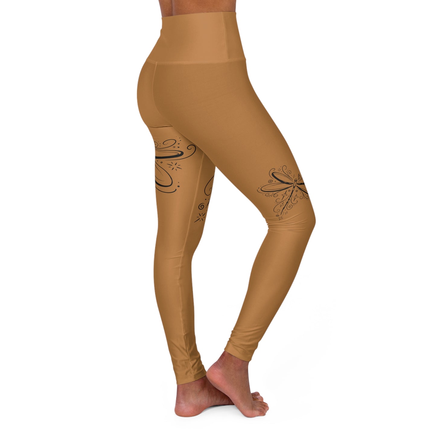 Dragonfly High-Waist Yoga Leggings - Iced Coffee