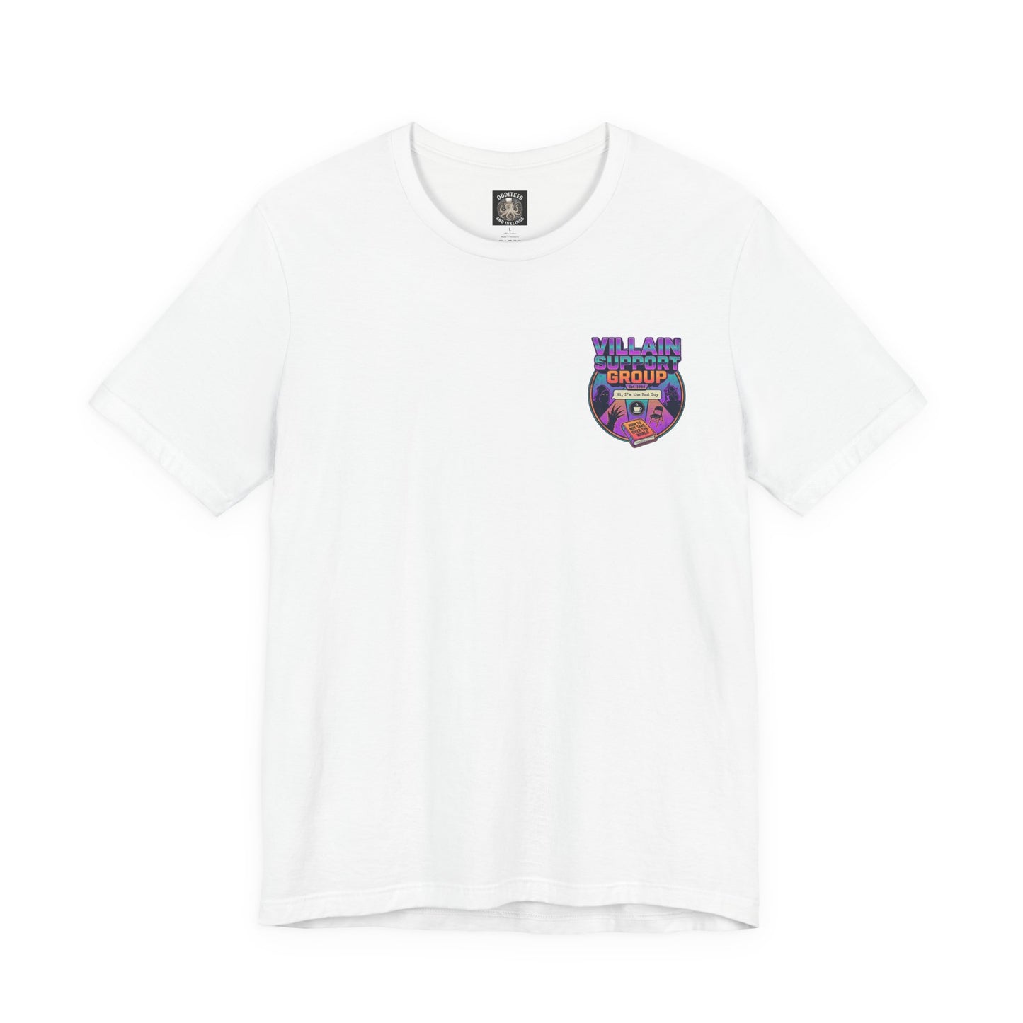 Villain Support Group Tee — Funny Supervillain Graphic T-Shirt