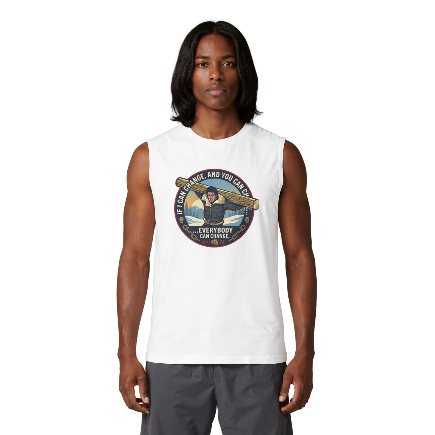 "Everybody Can Change" Underdog Montage Lifting Tank — Retro 90's Boxing Champ Muscle Tank