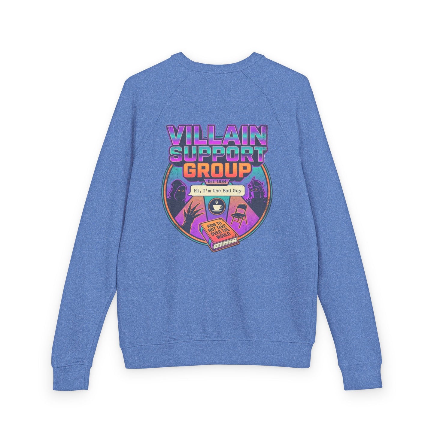 Villain Support Group Crewneck Sweatshirt – Retro Horror Comic Graphic