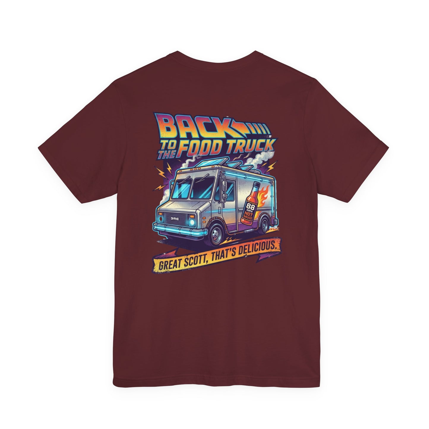 Back to the Food Truck Future Tee — 88mph Hot Sauce 80's Food Truck Graphic T-Shirt