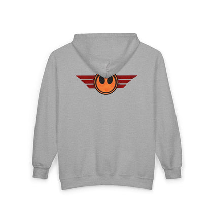 Rebel Wings Zip Hoodie — Vintage Pilot Emblem Full‑Zip Hoodie