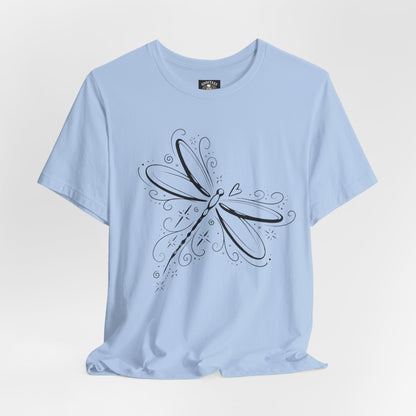 Dragonfly Line Art T-Shirt — Elegant Minimal Nature Tee